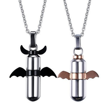 Stainless Steel Angel Pendant Couple Perfume Bottle