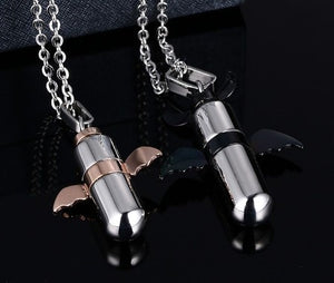 Stainless Steel Angel Pendant Couple Perfume Bottle