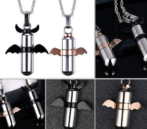 Stainless Steel Angel Pendant Couple Perfume Bottle